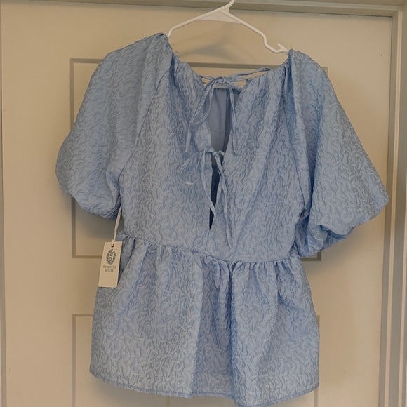 Hyacinth House Puff Sleeve Peplum Top - Picture 2 of 5